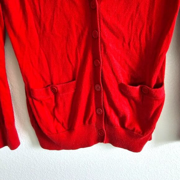 Lauren Ralph Lauren Petite Red Cardigan P/S – Classic Cotton Sweater - Picture 7 of 7